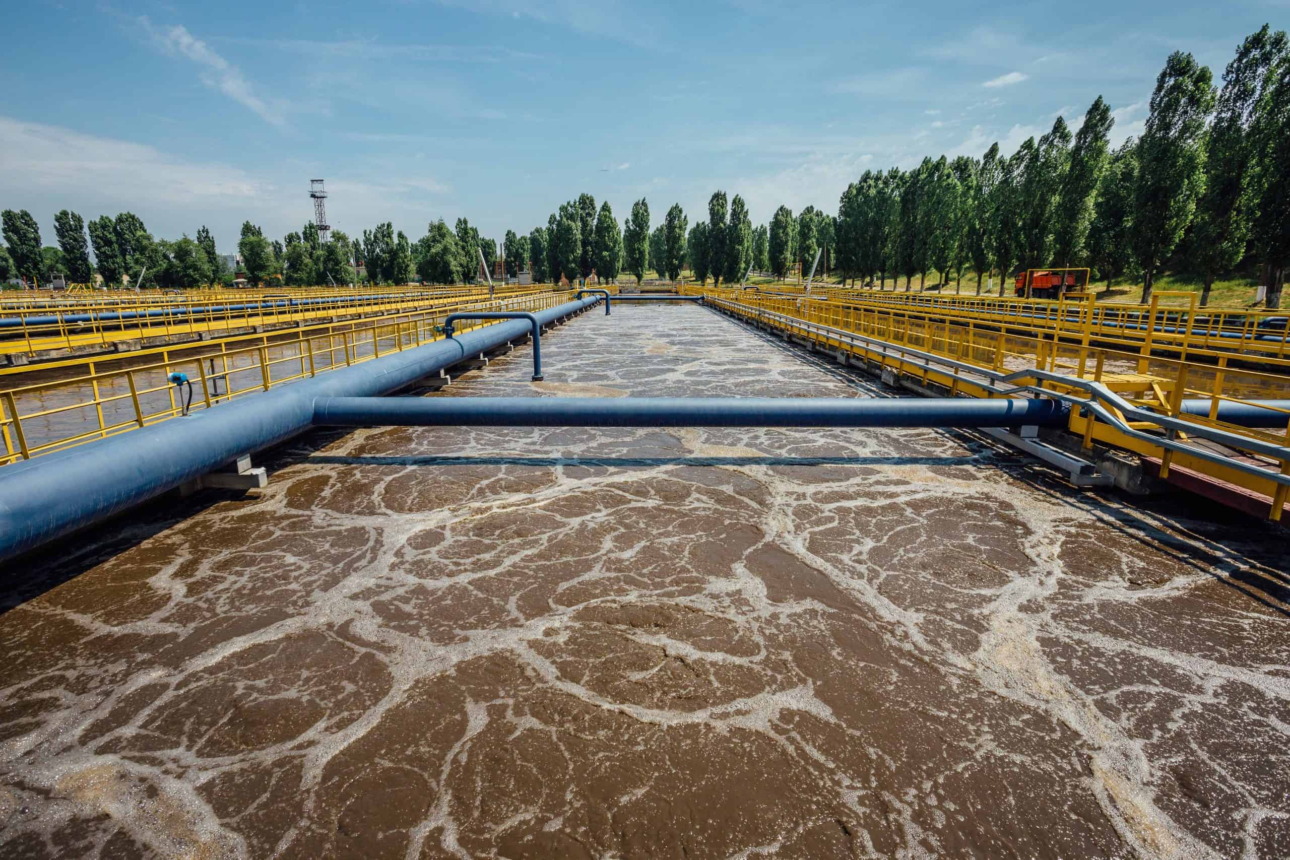 BCP22 Modern wastewater treatment plant. Tanks for aeration and biolog